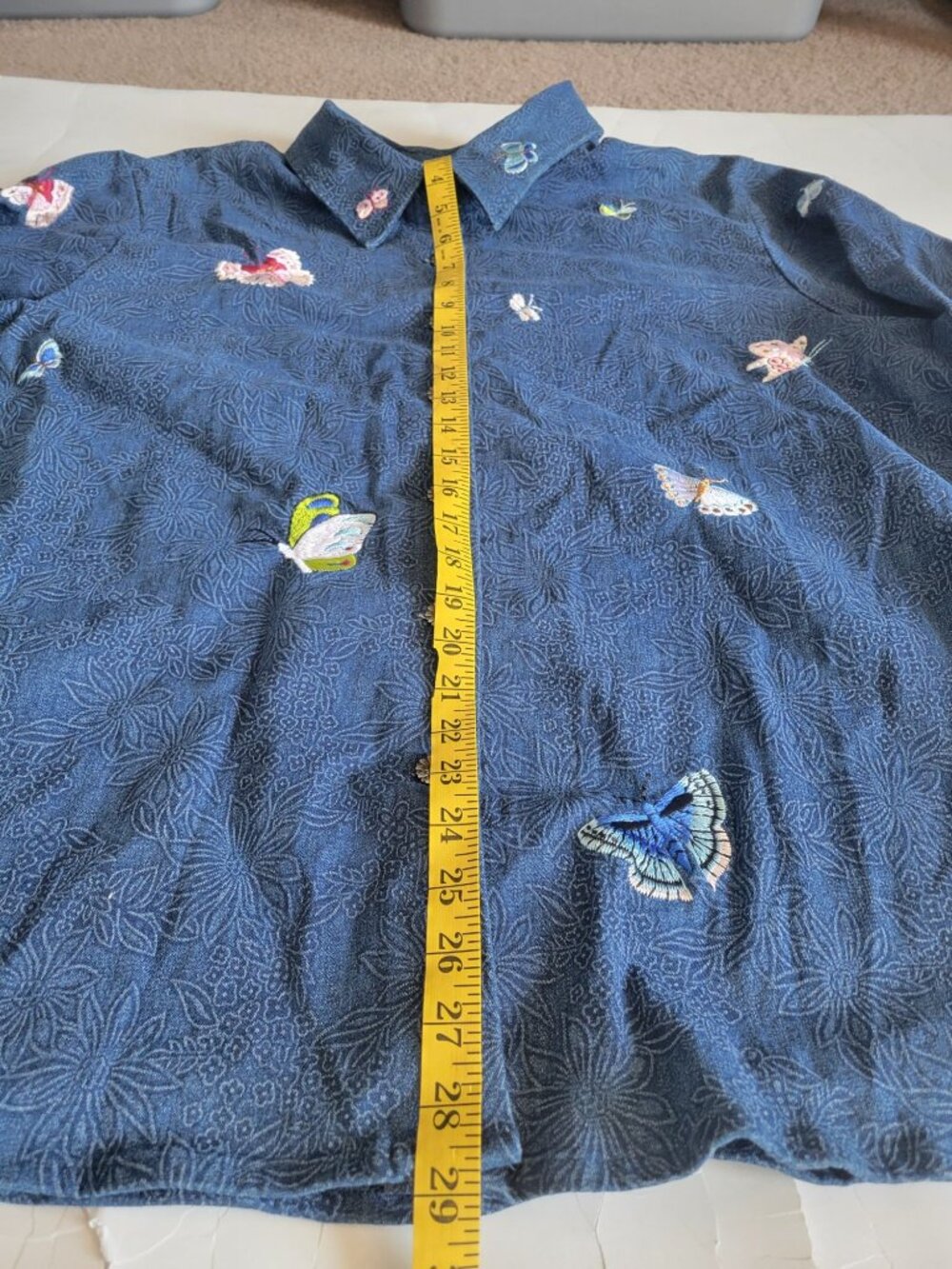 Susan Graver Western Blue Butterfly Embroidered Denim Long Sleeve Top Size 3X - Picture 12 of 12